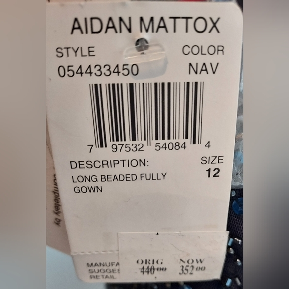 Aidan Mattox Navy Beaded & Sequin Full Length Sleeveless Gown NWT - Picture 13 of 13